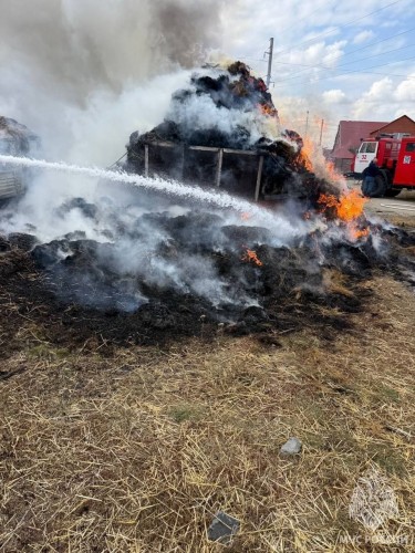 В Адамовке произошел пожар: УАЗ и 387 тюков сена сгорели из-за детской шалости