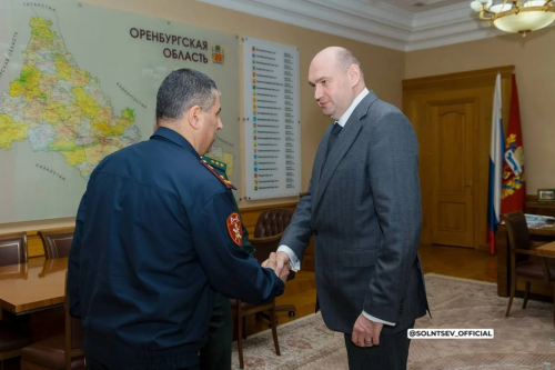 Евгений Солнцев встретился с новым руководителем Управления Росгвардии по Оренбургской области